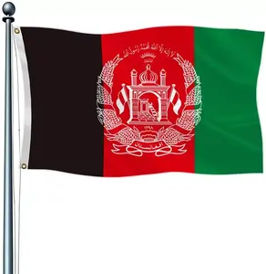 Spanduk bendera pabrik semua negara kustom bendera Afghanistan 3x5 kaki poliester Afghan nasional pasak poliester dengan grommet