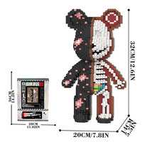 Jouet de construction en plastique avec puzzle d'assemblage, cadeau éducatif pour la vente en gros personnalisée, figurine d'animal en micro-particules Mpin Mini Micro Animal Bear