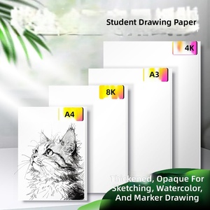 กระดาษวาดเขียน 160 แกรม 4K 8K สำหรับสเก็ตช์ภาพ ระบายสีกูอาช สีน้ำ แผ่นวาดภาพขนาด A3 A4 สำหรับมาร์กเกอร์ วัสดุศิลปะทางเทคนิค - Product Image 1