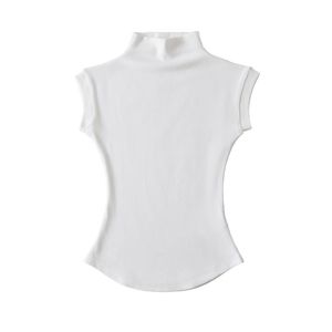 T-shirts et hauts d'été sexy à col roulé sans manches pour femmes, coupe ajustée unie, pulls décontractés, basiques streetwear féminins - Product Image 6