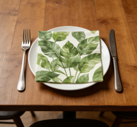 Serviettes en papier jetables à motif feuille verte pour la décoration de table, serviettes de fête imprimées à motif feuille verte botanique