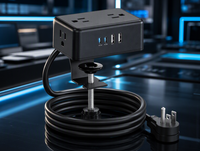 Multiprise de bureau à fixation par pince, norme américaine, avec PD 20W USB-C, 4 prises CA, 4 ports USB, station de charge pour bureau et domicile