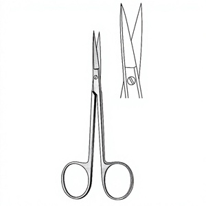 Ciseaux chirurgicaux Iris en acier inoxydable, courbés et droits, Super Cut, à commande manuelle, avec insert T.C., conformes aux normes de sécurité MOL ENT - Product Image 1