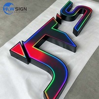 Enseigne LED RGB pleine couleur en lettres canal en acrylique avec bordure en acier inoxydable pour extérieur