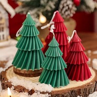 Bougie parfumée en forme de sapin de Noël, rouge et verte, en cire de soja, aromathérapie, bougie décorative pour la décoration de la maison pendant les fêtes