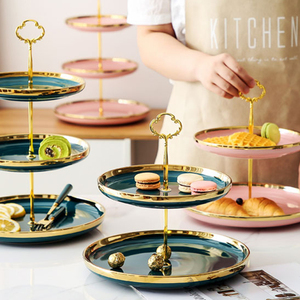 Plateau à <span class=keywords><strong>dessert</strong></span> blanc, plateau double, plateau à fruits, vaisselle, assiettes en céramique, ensembles <span class=keywords><strong>de</strong></span> vaisselle, supports personnalisés avec logo - Product Image 1