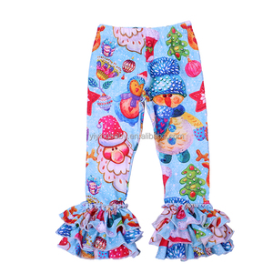 Leggings con volant per ragazze con stampa natalizia personalizzata pantaloni da ragazza di alta qualità comodi in tessuto di seta e latte - Product Image 5