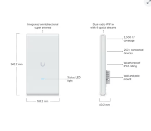 Ubiquiti U6 Mesh <span class=keywords><strong>Pro</strong></span> WiFi 6 Point d'accès 5.7Gbps Dual-Band PoE Powered Indoor/Outdoor Enterprise Mesh Networking GbE RJ45 Port - Product Image 5
