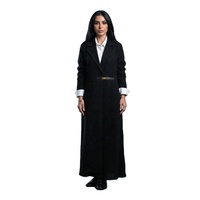 Abaya Dubai Pinggang Tinggi Wanita Mewah Bahan Polyester Stretch Ukuran Besar Berkancing Lipit Anti-Statis Muslim Elegan