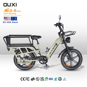Vélo cargo électrique familial OUXI Q10, pneus larges de 20 pouces, moteur 750W, vélo électrique pour le transport d'enfants avec siège de sécurité et dossier - Product Image 1