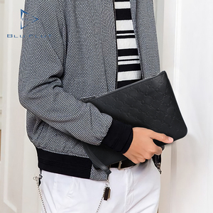 Pochette da uomo all'ingrosso di vendita calda rfid portafoglio in vera pelle busta busta cerniera logo in rilievo pieno pochette <span class=keywords><strong>nera</strong></span> vintage - Product Image 5