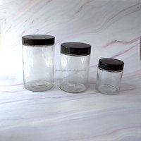 60ml 100ml 300ml 360ml 400ml 500ml 750ml Bocaux en verre à large ouverture et face droite avec couvercle en plastique noir