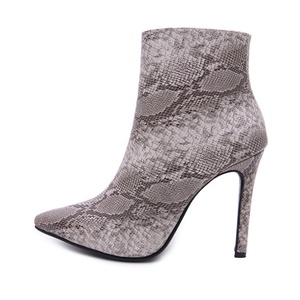 En gros botines de mujer mince talon haut <span class=keywords><strong>python</strong></span> PU cuir court zip <span class=keywords><strong>bottines</strong></span> femmes botte rouge - Product Image 5