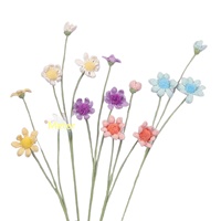 Fleur artificielle en crochet faite à la main, motif marguerite, décoration de bureau, ornement floral en fil, artisanat