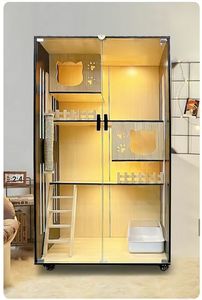 Vente <span class=keywords><strong>en</strong></span> gros : Villa et cage pour chat <span class=keywords><strong>en</strong></span> bois massif, design moderne et luxueux, avec maisonnette confortable pour chats d'intérieur, design tendance pour salon - Product Image 6