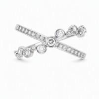 Bague croisée en or 18 carats avec diamants naturels et pierres pavées, bijou moderne et élégant pour femme, sertissage croisé délicat
