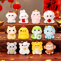 Lot de 12 mini figurines en résine du zodiaque chinois pour le Nouvel An chinois, micro-paysages, maisons de poupées, décoration intérieure, artisanat DIY