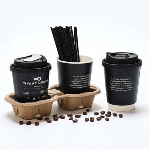 Gobelets à café en papier personnalisés jetables, gobelets à café en papier à double paroi avec couvercle en plastique - Product Image 2