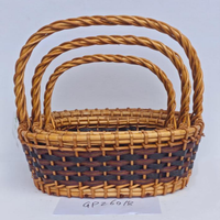 Panier en osier tressé artisanal 3 pièces, léger, durable, avec poignées renforcées, pour le rangement des fruits, les cadeaux ou les fleurs