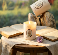 Bougie parfumée vintage style jardin français, pot en verre crème, design moderne, cire de soja, pilier biodégradable, non toxique, pour mariage