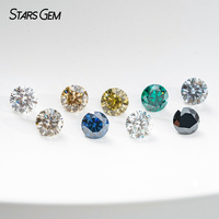 Moissanite synthétique Starsgem 3mm-10mm VS VVS, couleur bleu clair, taille brillant rond, pierres précieuses en promotion