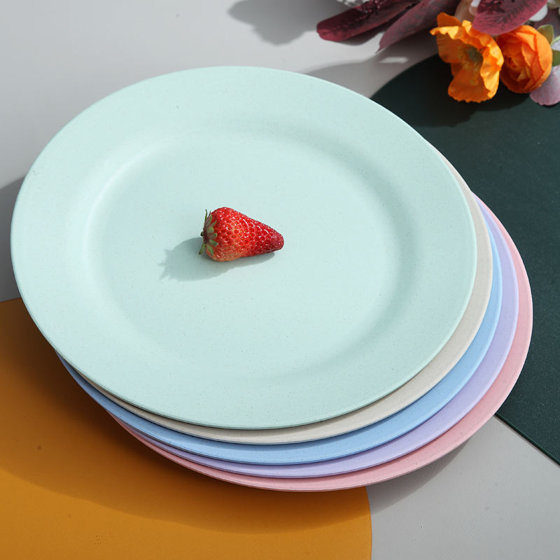 New Design Fashion Dishes & Plates Dinnerware Set Biodegradable Colourful Wheat Straw Plastic Plates