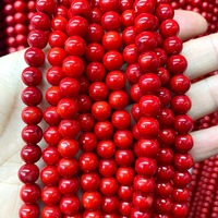 Vente Flash Perles Rondes Teintes en Corail Marin pour DIY, Différentes Tailles au Choix, Longueur : Environ 38cm 1935828