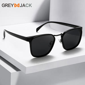 Lunettes de soleil Grey Jack 3054, monture TR90, verres TAC, protection UV400, unisexe, style carré noir - Product Image 1