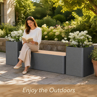 Banc moderne en fer forgé personnalisé avec jardinières pour mobilier extérieur, patio, parc, centre commercial, hôpital