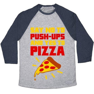 No alle flessioni, sì alla pizza - T-shirt da baseball unisex in tessuto misto - Product Image 1