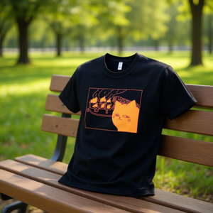 Camiseta Disaster Cat con diseño gráfico negro, ropa informal unisex - Product Image 3