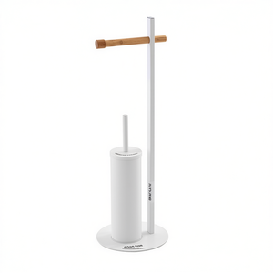 Soporte de Escobilla de Baño con Portarrollos de Bambú Blanco - Product Image 3