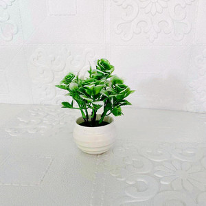 Plante artificielle en pot Qi Xing, rose, 13 cm, plastique, décoration d'intérieur, petit ornement - Product Image 3