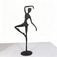 Escultura de Bailarina de Ballet Abstracta de Hierro Fundido, Adorno de Metal con Figura de Chica Bailando, Decoración para el Hogar, Regalo Artesanal