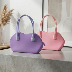 New Trendy Cloud Shape Silicone <b>Handbag</b> Cute Wavy Design Mini Jelly <b>Handbag</b> for Women Casual Shopping & Streetwear - Product Image 1