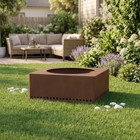Brasero rustique en acier Corten couleur rouille pour bois de chauffage sec, personnalisable en gros, avec tiroir