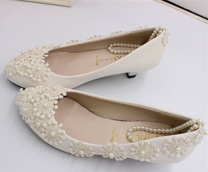 S0359Y bianco con <span class=keywords><strong>tacco</strong></span> <span class=keywords><strong>basso</strong></span> abito da <span class=keywords><strong>sposa</strong></span> con perla abito da <span class=keywords><strong>sposa</strong></span> modello solido <span class=keywords><strong>scarpe</strong></span> da damigella - Product Image 5