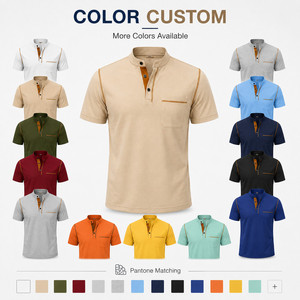 Chemise à col bandoulière pour homme, couleur unie, logo personnalisé ODM, respirante, en polyester léger, séchage rapide, style business décontracté - Product Image 3