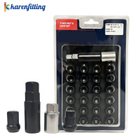 Kit de sécurité antivol pour écrous de roue de voiture 17HEX 7 pans M12x1.5 M12x1.25 avec clé de verrouillage spéciale
