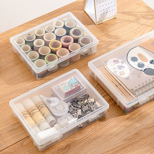 Transparent A4 Document Storage <b>Box</b> Stackable <b>With</b> <b>Lid</b> Office Organizer Household Student Desktop File Container Rectangle - Product Image 3