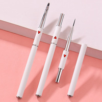 Lot de pinceaux ovales pour nail art à manche en métal en forme de cœur, poils doux en nylon, pour la peinture au gel et les lignes fines en salon – Vente en gros, personnalisable