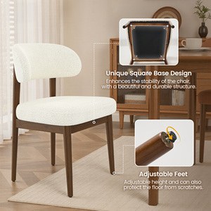 Arched Back Teddy Fabric Dining <b>Side</b> Chairs Ergonomic Upholstered Rubber Wood Dining Chairs for Restaurant Cafe Bistro - Product Image 2