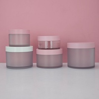 Pot en plastique PET à parois épaisses de 100 ml, 200 ml, 250 ml, à large ouverture, pour crème exfoliante pour les yeux, avec bouchon blanc mat, fond épais, pour soins de la peau