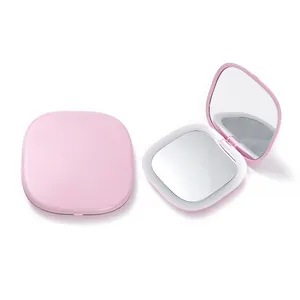 Small Round Rechargeable Handheld Purse Mini Magnifying Led Handy Handbag Hand Makeup Travel Pocket Mirror With Light