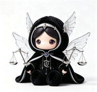Figurine Magique Ange du Zodiaque Libra Personnalisée OEM en PVC et ABS avec Cape en Peluche Douce et Moelleuse, Boîte Mystère Constellation, Jouet Artistique