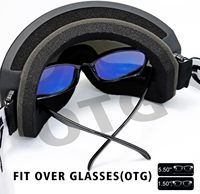 Masque de ski Ride Wind importé, double lentille, à porter sur lunettes |   Lunettes de ski anti-buée anti-UV en verre PC et nylon pour hommes, femmes et jeunes