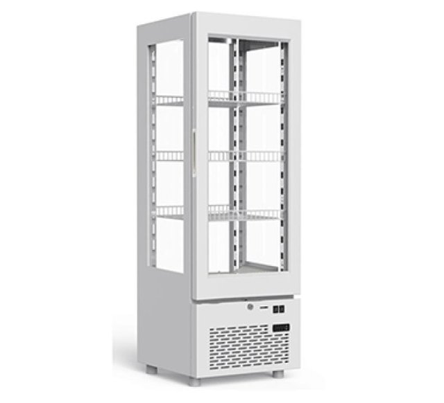 China Drinks Display showcase Vertical Display Refrigerator 4 Sided Glass Door Freezer