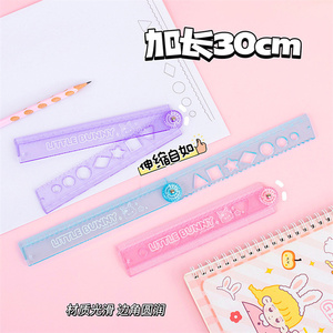 Entrega rápida, herramienta de medida escolar de moda coreana, papelería lista para enviar, regla larga recta plegable Plastuc de colores, 30cm - Product Image 3