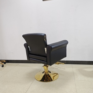 Salable Black Leather Tufted Modern Barber <b>Chair</b> <b>Silver</b> Studs Hydraulic Salon Styling <b>Chair</b> Square Base Adjustable Barber Shop - Product Image 6