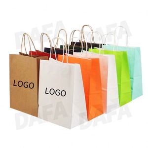 Sacs en papier kraft marron et blanc pour supermarché, impression de logo personnalisée, sacs à emporter pour aliments, biscuits, sandwichs, gâteaux - Product Image 1